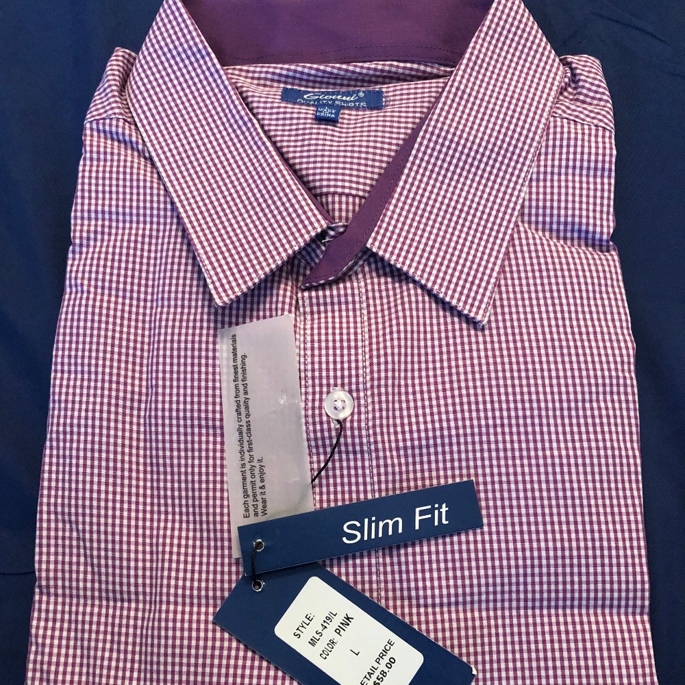 Men's Long Sleeve Slim Fit Lavender/Purple Large